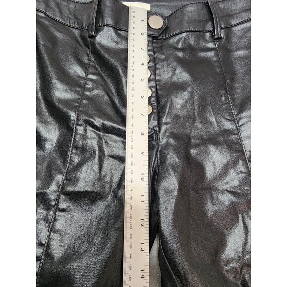 H&M Jeans Womens 12 Black Coated Faux Leather Stretch High Rise Skinny Zip Hem - Picture 7 of 10